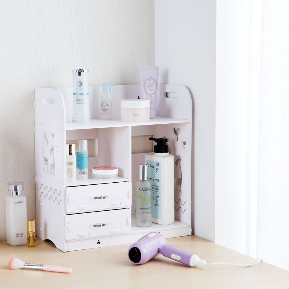 Wooden Small Desktop Shelf with Drawers by HitMyNeed