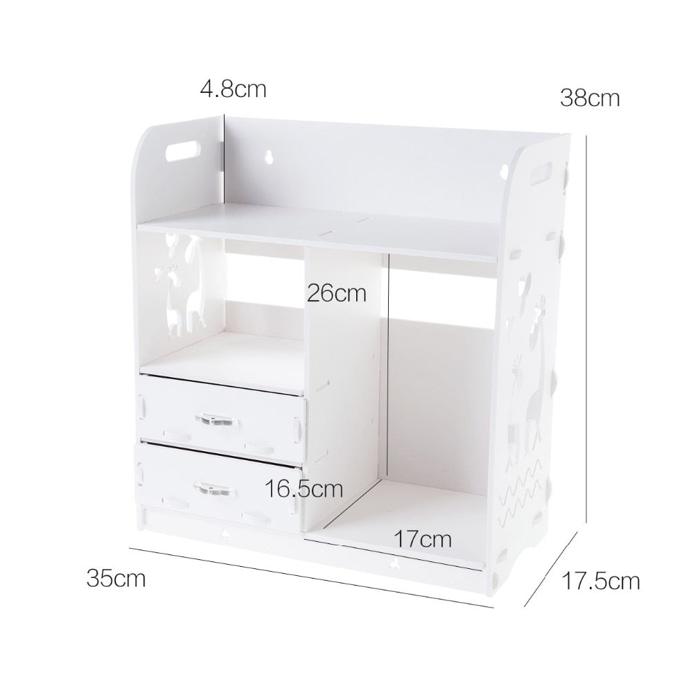 Wooden Small Desktop Shelf with Drawers by HitMyNeed