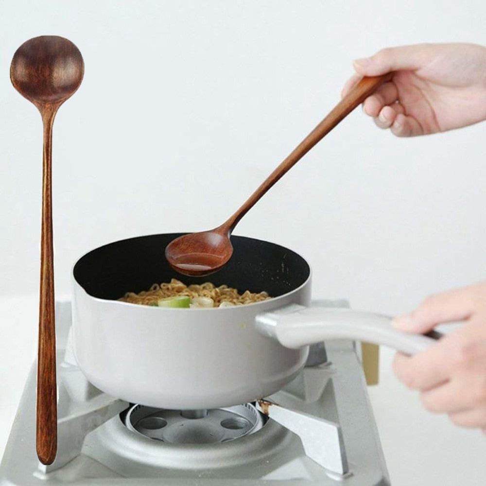 Wooden Soup Spoon with Long Handle 28cm by HitMyNeed