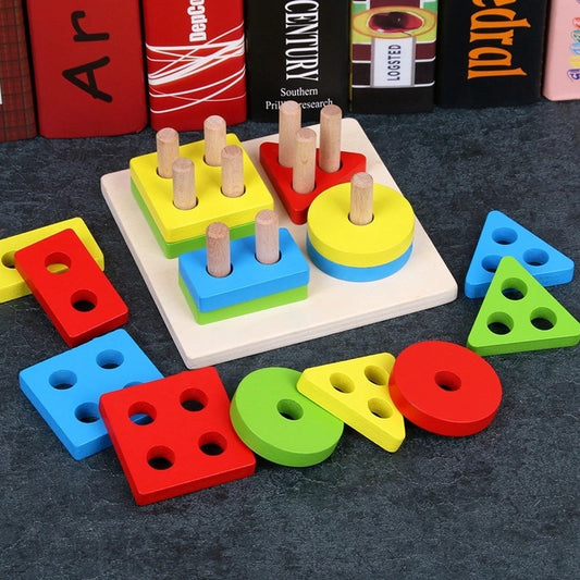 Wooden Stacking Shape Toy Board for Kids by HitMyNeed