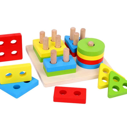 Wooden Stacking Shape Toy Board for Kids by HitMyNeed