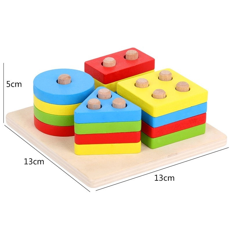 Wooden Stacking Shape Toy Board for Kids by HitMyNeed
