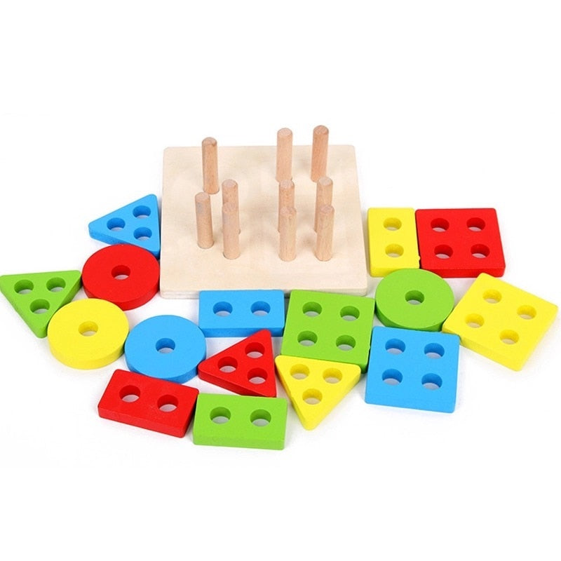 Wooden Stacking Shape Toy Board for Kids by HitMyNeed