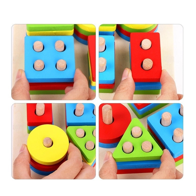 Wooden Stacking Shape Toy Board for Kids by HitMyNeed