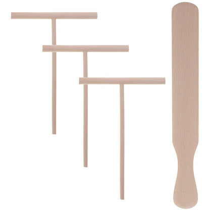 Wooden T-Shaped Crepe Spreaders & Spatula Set (4 pcs) by HitMyNeed