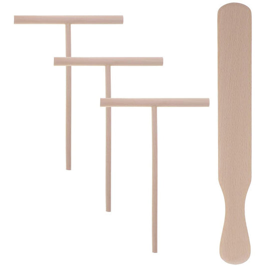 Wooden T-Shaped Crepe Spreaders & Spatula Set (4 pcs) by HitMyNeed