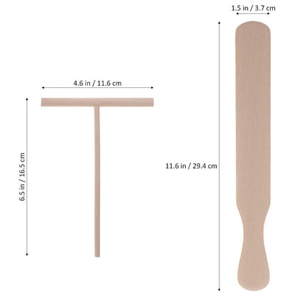 Wooden T-Shaped Crepe Spreaders & Spatula Set (4 pcs) by HitMyNeed