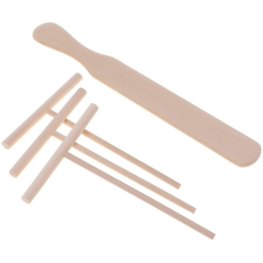 Wooden T-Shaped Crepe Spreaders & Spatula Set (4 pcs) by HitMyNeed