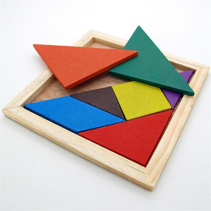 Wooden Tangram Puzzle for Kids - 7 Piece Set by HitMyNeed