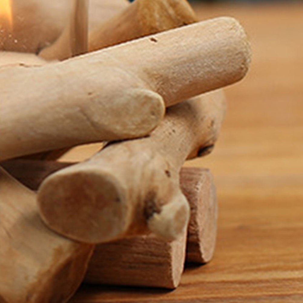 Wooden Tea Light Holder with Glass Cup by HitMyNeed