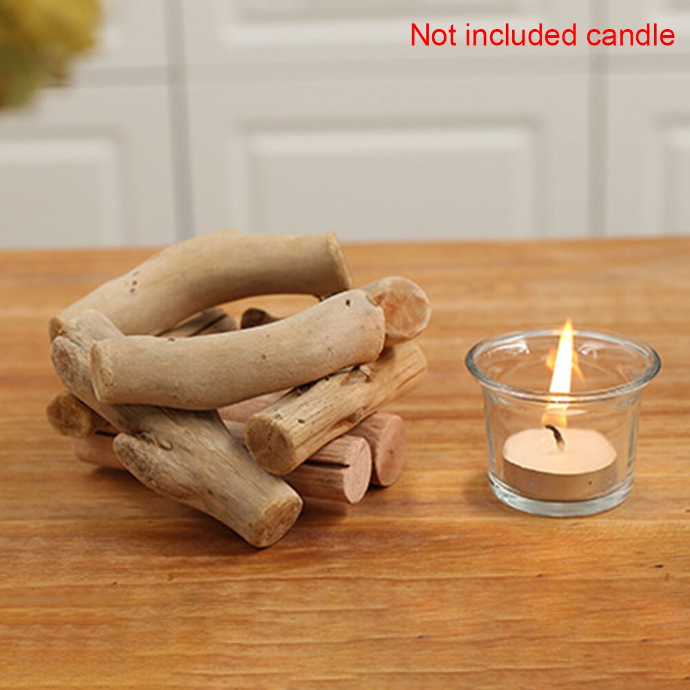 Wooden Tea Light Holder with Glass Cup by HitMyNeed