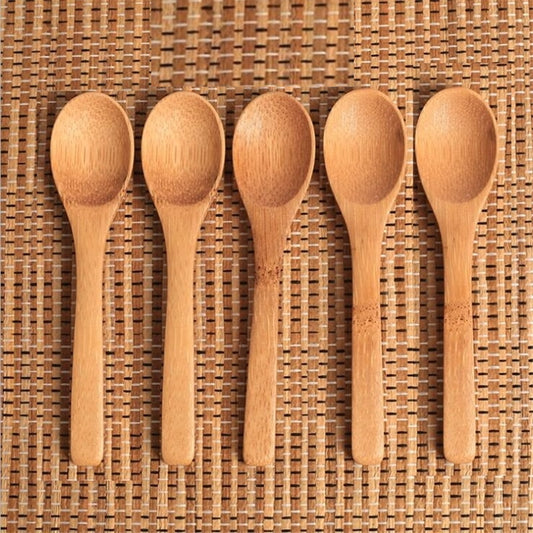Wooden Teaspoons Set of 5 - Natural Bamboo 12.8cm by HitMyNeed