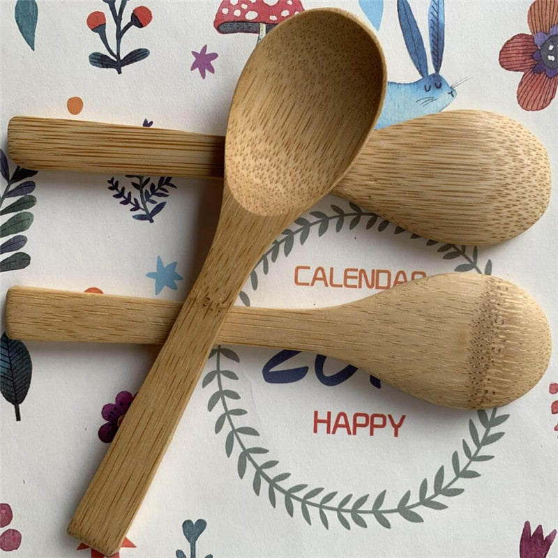 Wooden Teaspoons Set of 5 - Natural Bamboo 12.8cm by HitMyNeed