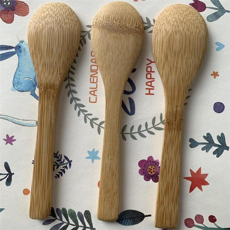 Wooden Teaspoons Set of 5 - Natural Bamboo 12.8cm by HitMyNeed