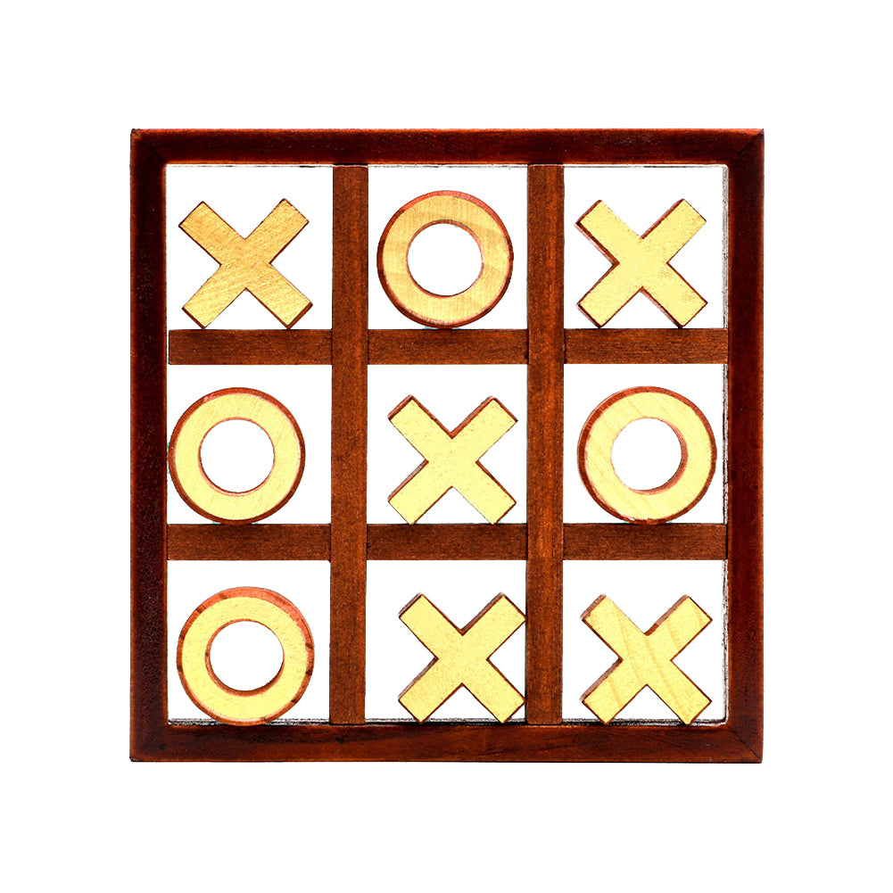 Wooden Tic Tac Toe Board Game Set for Kids & Family by HitMyNeed