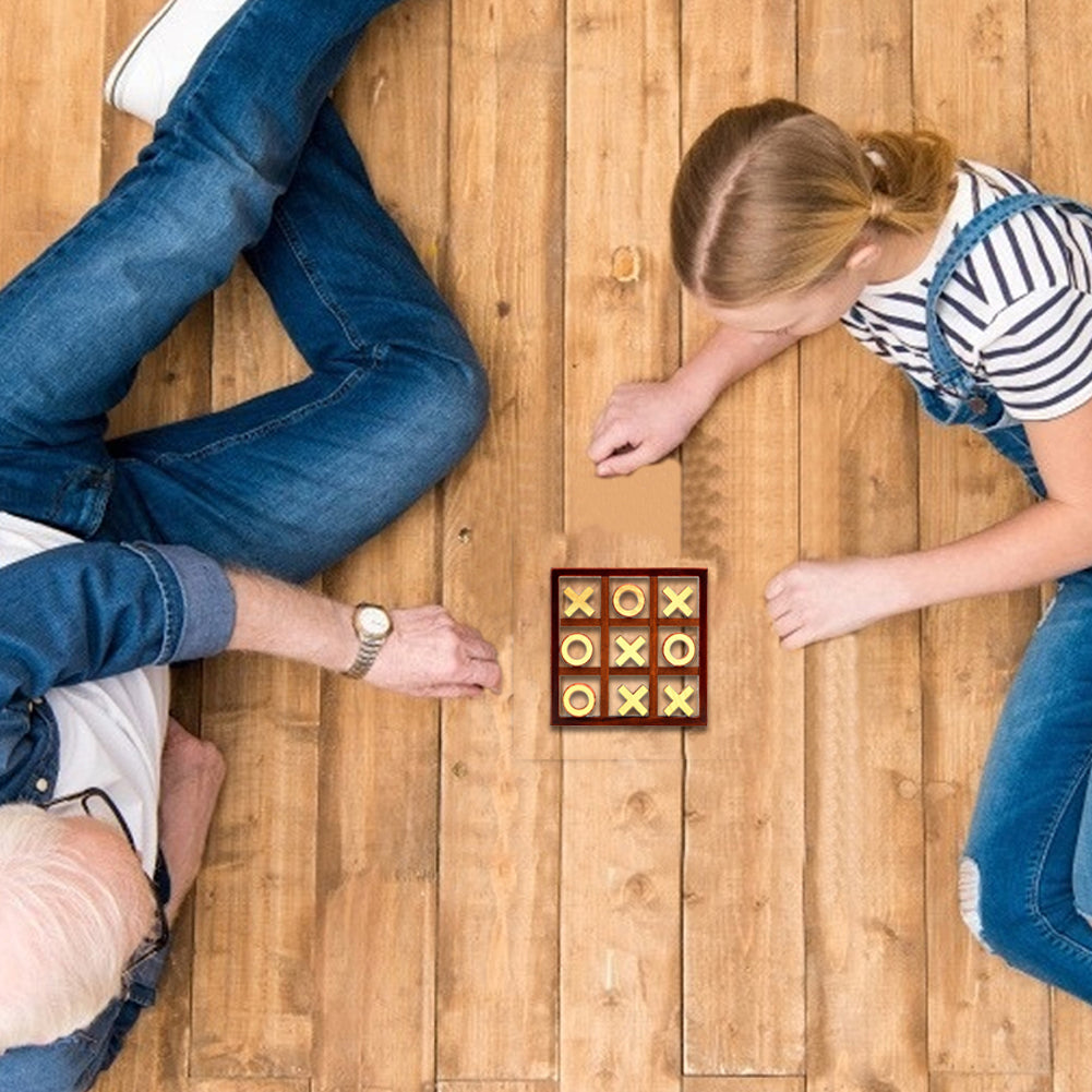 Wooden Tic Tac Toe Board Game Set for Kids & Family by HitMyNeed