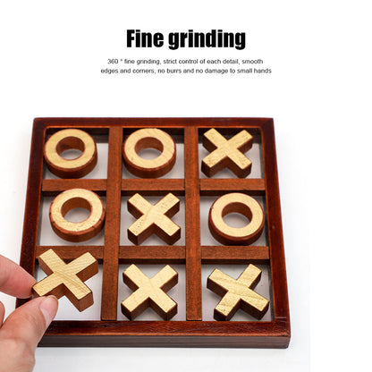 Wooden Tic Tac Toe Board Game Set for Kids & Family by HitMyNeed