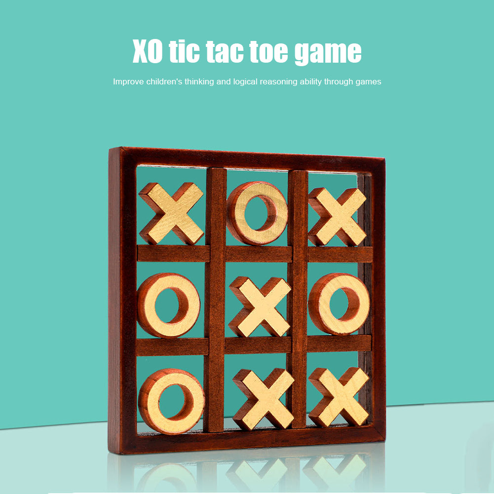 Wooden Tic Tac Toe Board Game Set for Kids & Family by HitMyNeed