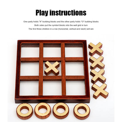 Wooden Tic Tac Toe Board Game Set for Kids & Family by HitMyNeed