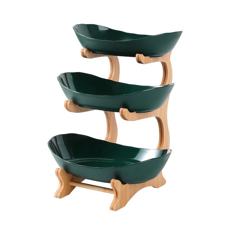Wooden Tiered Fruit Bowl & Partitioned Snack Tray beige-3tiers by HitMyNeed