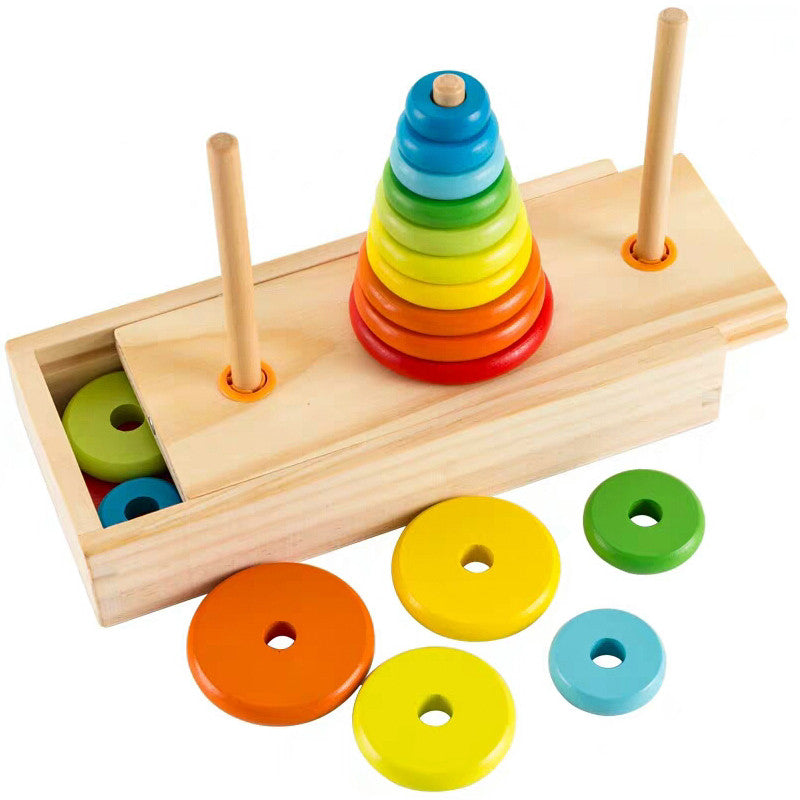 Wooden Tower of Hanoi Logic Puzzle Game by HitMyNeed