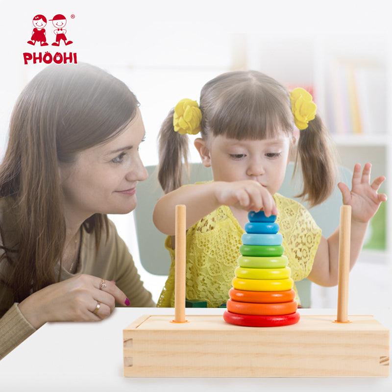 Wooden Tower of Hanoi Logic Puzzle Game by HitMyNeed