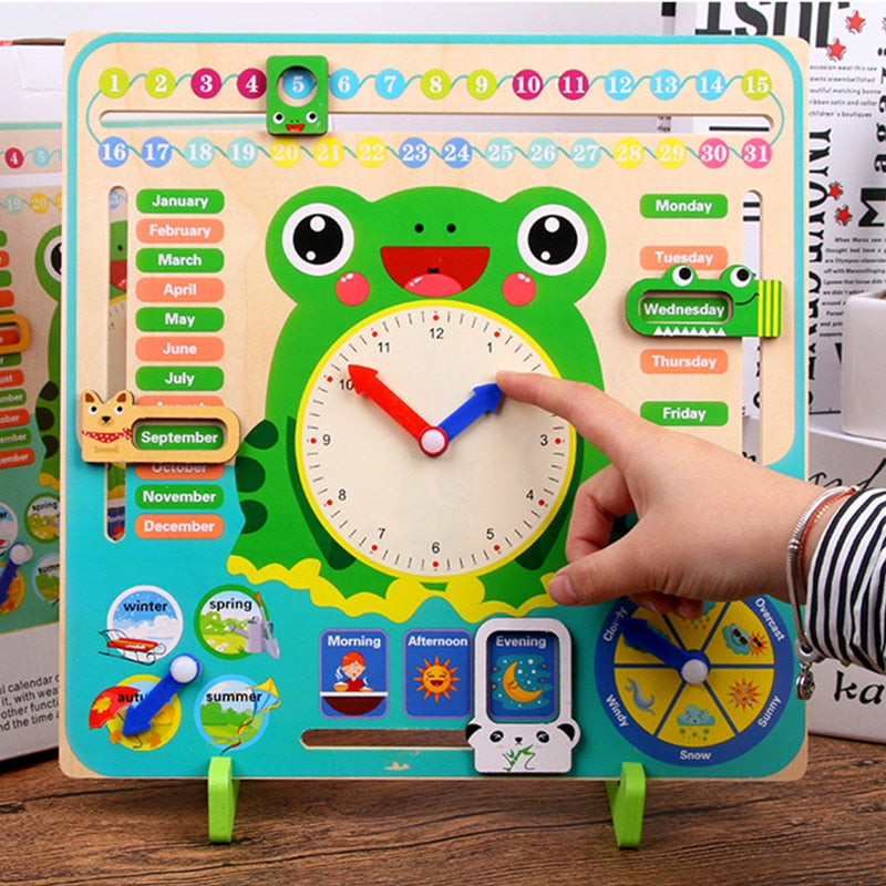Wooden Toy Clock Calendar & Weather Learning Board by HitMyNeed