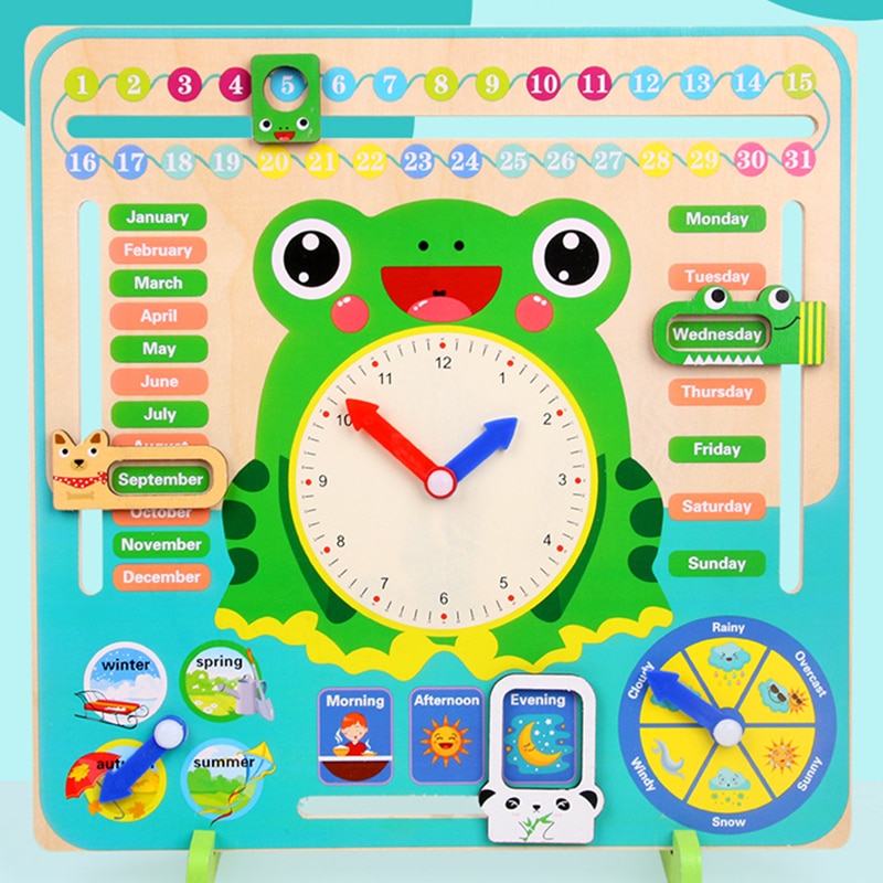 Wooden Toy Clock Calendar & Weather Learning Board by HitMyNeed