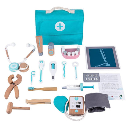Wooden Toy Doctor Set with Carry Bag for Kids by HitMyNeed