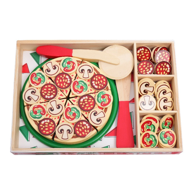 Wooden Toy Pizza Kitchen Pretend Play Set by HitMyNeed