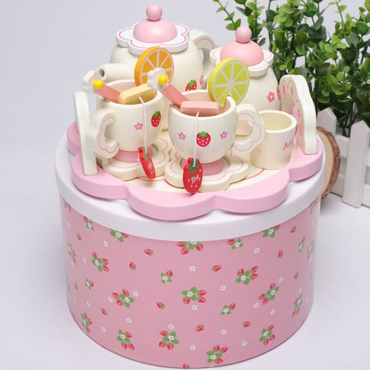 Wooden Toy Tea Set for Kids Pretend Play, 15-Piece Set by HitMyNeed