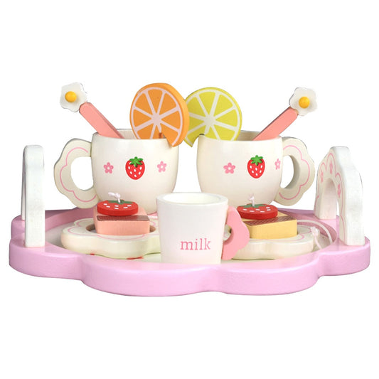 Wooden Toy Tea Set for Kids Pretend Play, 15-Piece Set by HitMyNeed