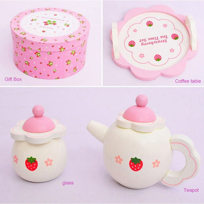 Wooden Toy Tea Set for Kids Pretend Play, 15-Piece Set by HitMyNeed