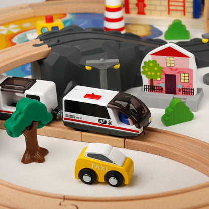 Wooden Train Set 92-Piece City Toy Kit by HitMyNeed