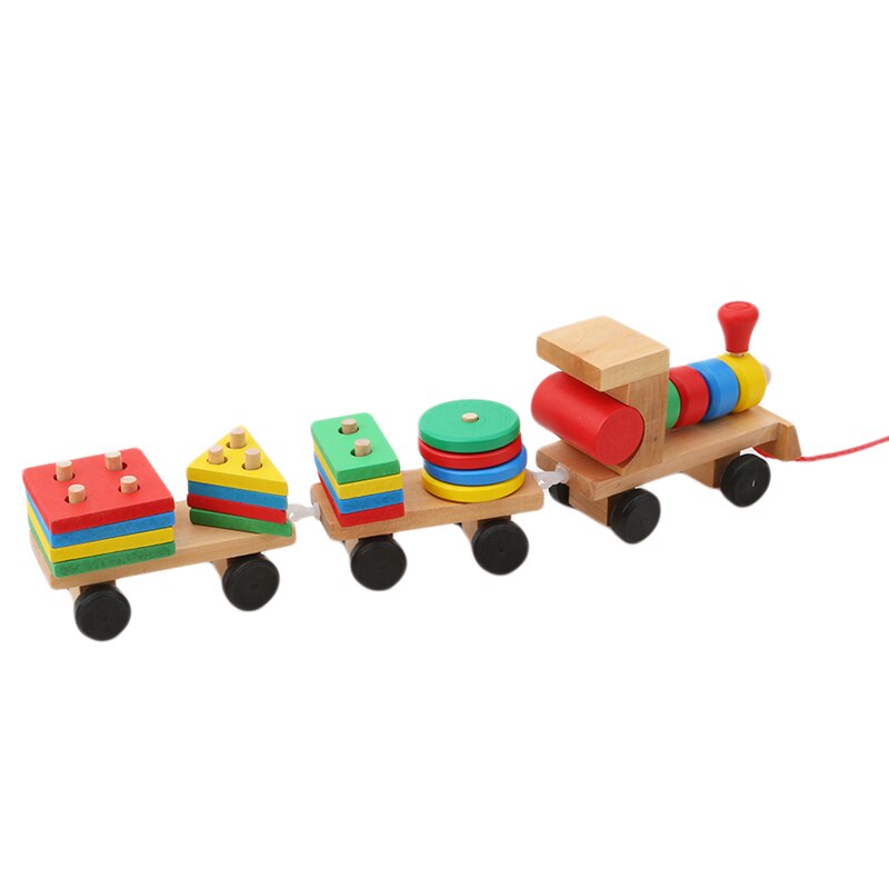 Wooden Train Toy with Colorful Blocks Set by HitMyNeed