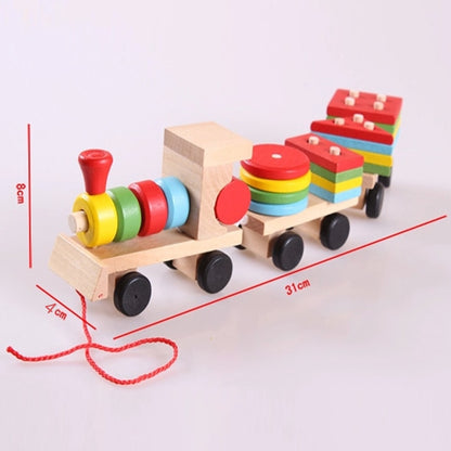 Wooden Train Toy with Colorful Blocks Set by HitMyNeed