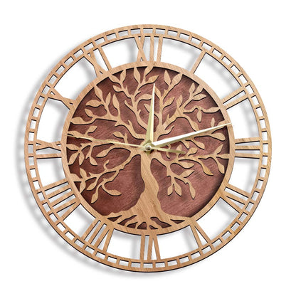 Wooden Tree of Life Wall Clock 30cm by HitMyNeed