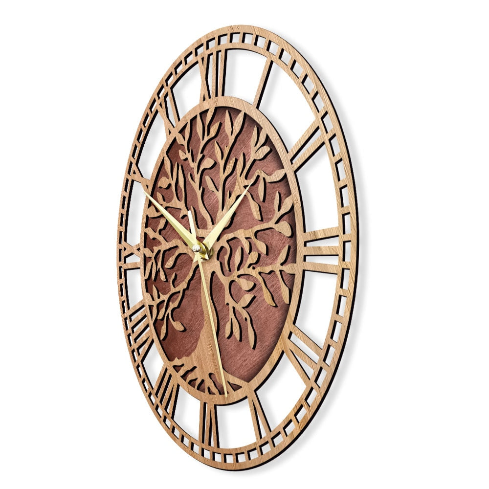 Wooden Tree of Life Wall Clock 30cm by HitMyNeed