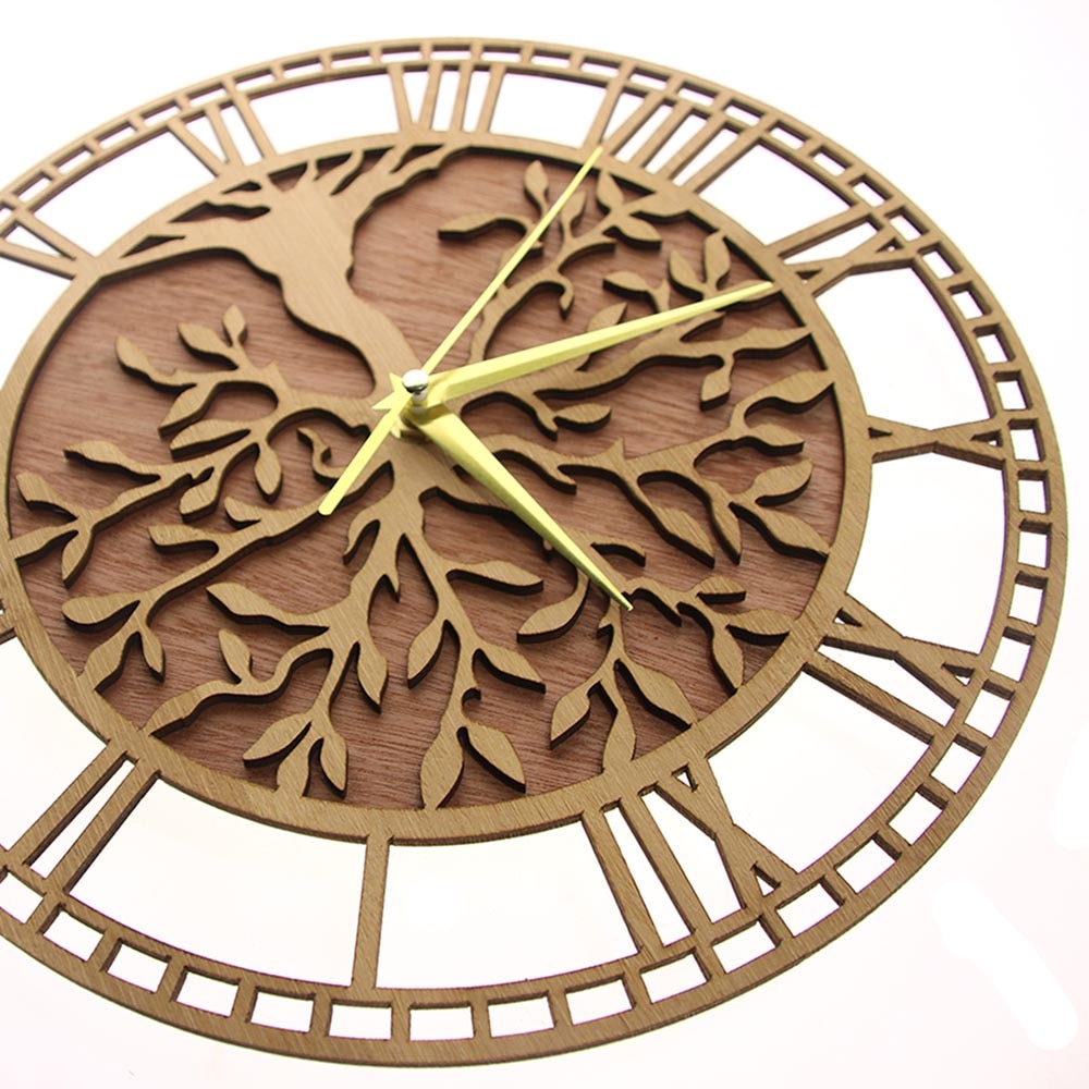 Wooden Tree of Life Wall Clock 30cm by HitMyNeed