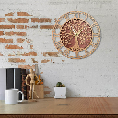 Wooden Tree of Life Wall Clock 30cm by HitMyNeed