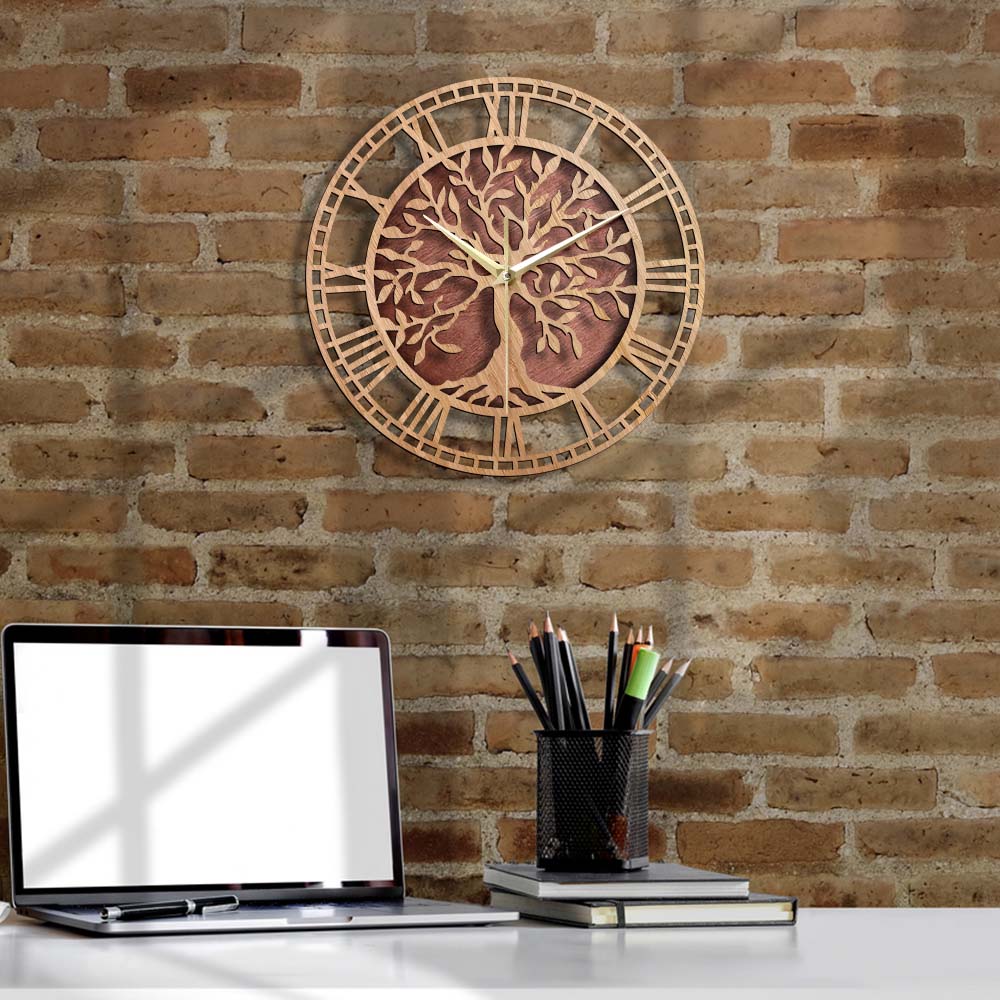 Wooden Tree of Life Wall Clock 30cm by HitMyNeed