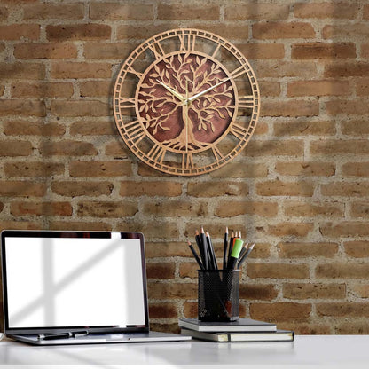 Wooden Tree of Life Wall Clock 30cm by HitMyNeed