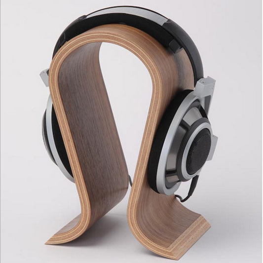 Wooden U-Shaped Headset Stand with Anti-Slip Base by HitMyNeed