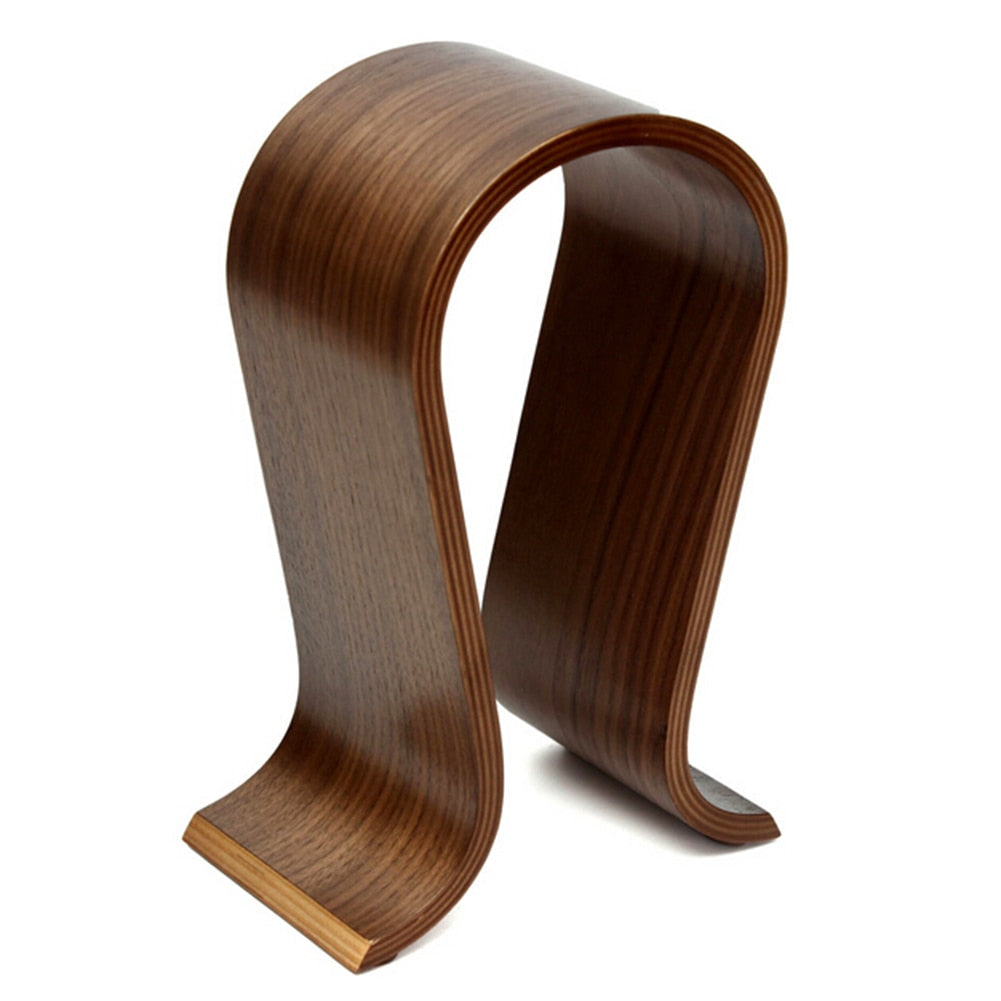 Wooden U-Shaped Headset Stand with Anti-Slip Base by HitMyNeed