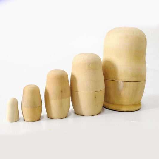 Wooden Unpainted Nesting Dolls Set (5 Pieces) by HitMyNeed
