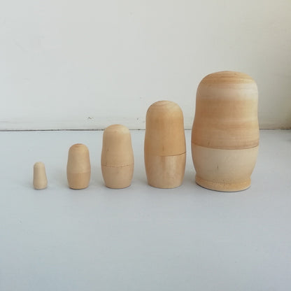Wooden Unpainted Nesting Dolls Set (5 Pieces) by HitMyNeed