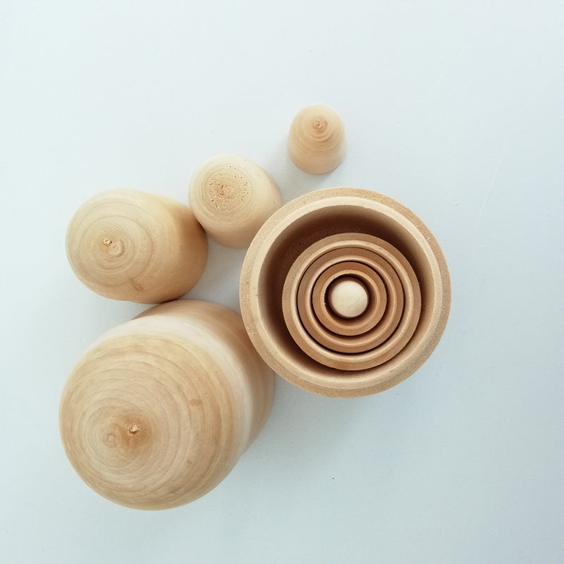Wooden Unpainted Nesting Dolls Set (5 Pieces) by HitMyNeed