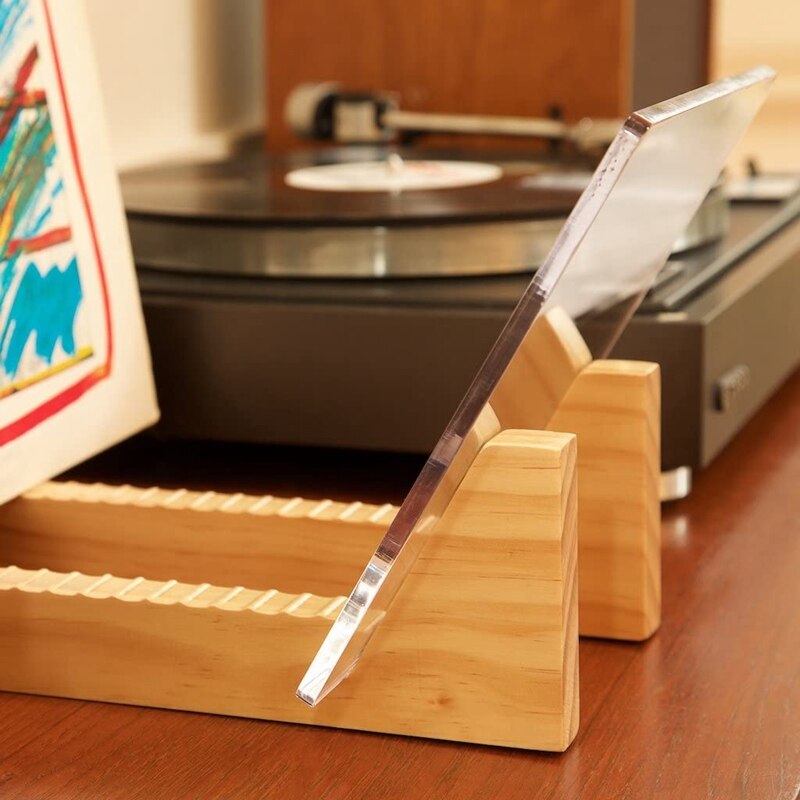 Wooden Vinyl Record Holder with Clear Acrylic Ends by HitMyNeed