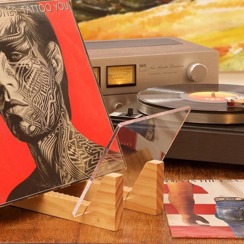 Wooden Vinyl Record Holder with Clear Acrylic Ends by HitMyNeed