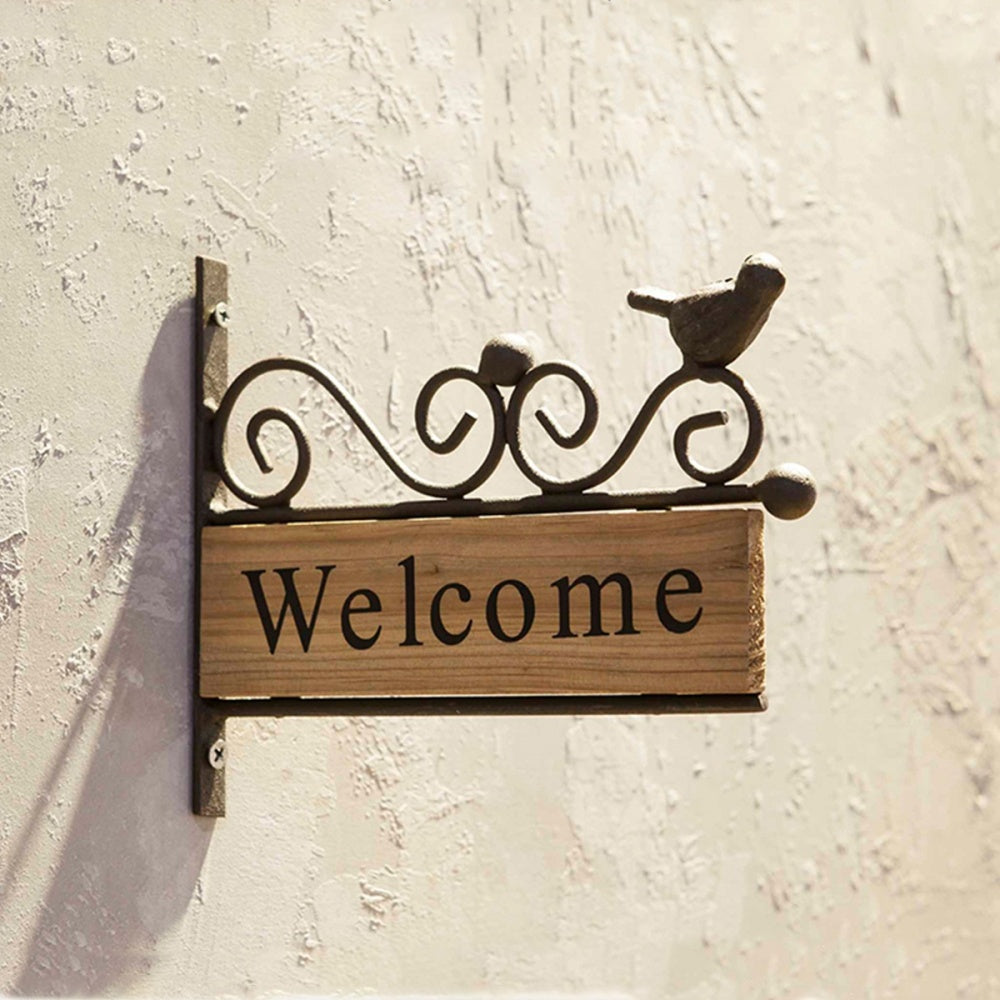 Wooden Welcome Door Sign with Iron Frame by HitMyNeed